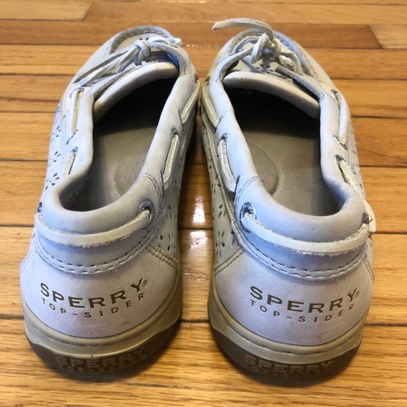 Sperry Top Sider Women's Angelfish Gray Tan Floral Leather Boat Shoes 7.5 Wide - Picture 5 of 7
